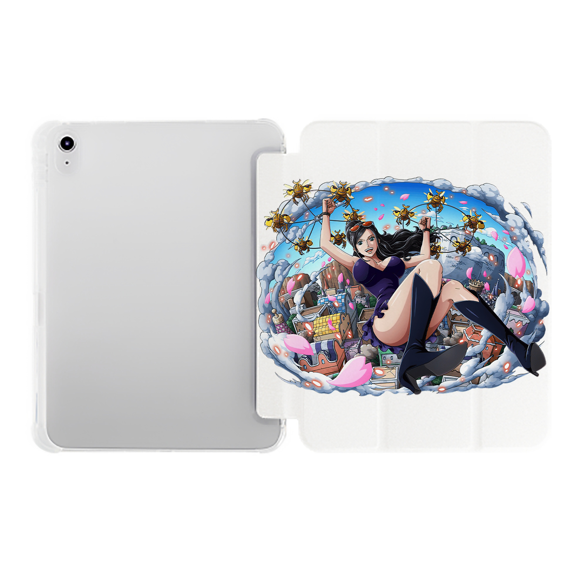 （画像用） ワンピース ニコ・ロビン ONE PIECE Nico Robin IPad ケース ペン収納付き 三つ折りスタンド PUレザー×シリコン 対応機種9.5/10.5/10.9インチ